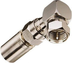 Ideal - 75 Ohm, Right Angle, Jack to Plug Coupler Twist On Coaxial Connector - Brass Body - Strong Tooling