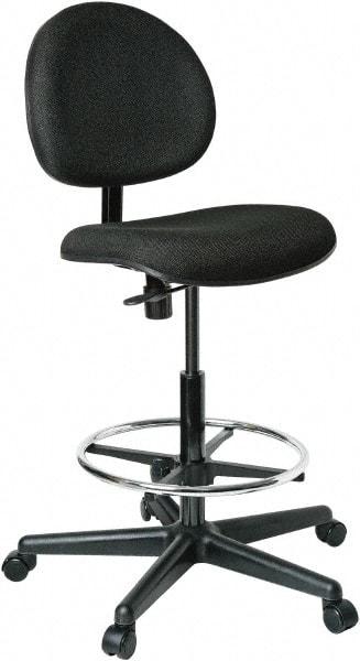 Bevco - 21 to 31" High Adjustable Height Swivel Stool - 27" Wide x 27" Deep, 100% Olefin Seat, Black - Strong Tooling