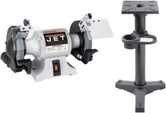 Jet - 6" Wheel Diam x 3/4" Wheel Width, 1/2 hp Grinder - 1/2" Arbor Hole Diam, 1 Phase, 3,450 Max RPM, 115 Volts - Strong Tooling