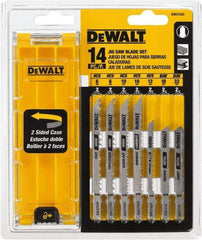 DeWALT - 14 Piece, 3" to 5" Long, 6 to 32 Teeth per Inch, Bi-Metal Jig Saw Blade Set - Toothed Edge, T-Shank - Strong Tooling