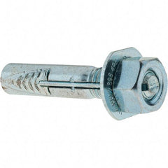 Value Collection - 3/8" Diam, 3/8" Drill, 2" OAL, Wedge Expansion Concrete Anchor - Steel, Zinc-Plated Finish, Hex Nut Head, Hex Drive, 3/4" Thread Length - Strong Tooling