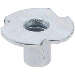 Made in USA - #6-32 Zinc-Plated Steel Standard Tee Nut - 1/4" Barrel Length, 1/2" Flange Diam, 3 Prongs - Strong Tooling