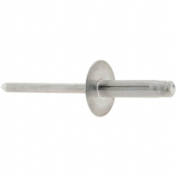 RivetKing - Large Flange Head Aluminum Peel Blind Rivet - Aluminum Mandrel, 0.063" to 1/4" Grip, 3/16" Body Diam - Strong Tooling