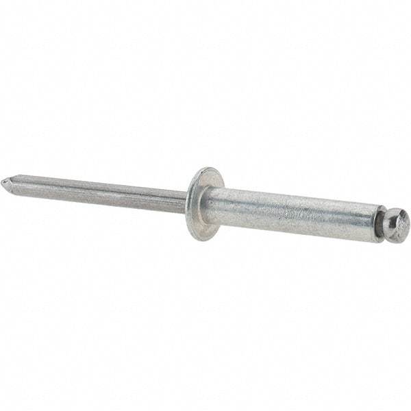 Value Collection - Size 612 Dome Head Steel Open End Blind Rivet - Steel Mandrel, 0.626" to 3/4" Grip, 3/8" Head Diam, 0.192" to 0.196" Hole Diam, 0.95" Length Under Head, 3/16" Body Diam - Strong Tooling