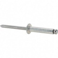 Value Collection - Size 612 Dome Head Steel Open End Blind Rivet - Steel Mandrel, 0.626" to 3/4" Grip, 3/8" Head Diam, 0.192" to 0.196" Hole Diam, 0.95" Length Under Head, 3/16" Body Diam - Strong Tooling