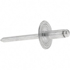 Value Collection - Size 64 Large Flange Dome Head Aluminum Open End Blind Rivet - Aluminum Mandrel, 0.062" to 1/4" Grip, 0.615" Head Diam, 0.192" to 0.196" Hole Diam, 0.45" Length Under Head, 3/16" Body Diam - Strong Tooling