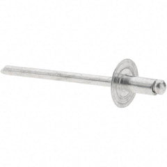 Value Collection - Size 42 Large Flange Dome Head Aluminum Open End Blind Rivet - Aluminum Mandrel, 0.032" to 1/8" Grip, 3/8" Head Diam, 0.129" to 0.133" Hole Diam, 0.275" Length Under Head, 1/8" Body Diam - Strong Tooling