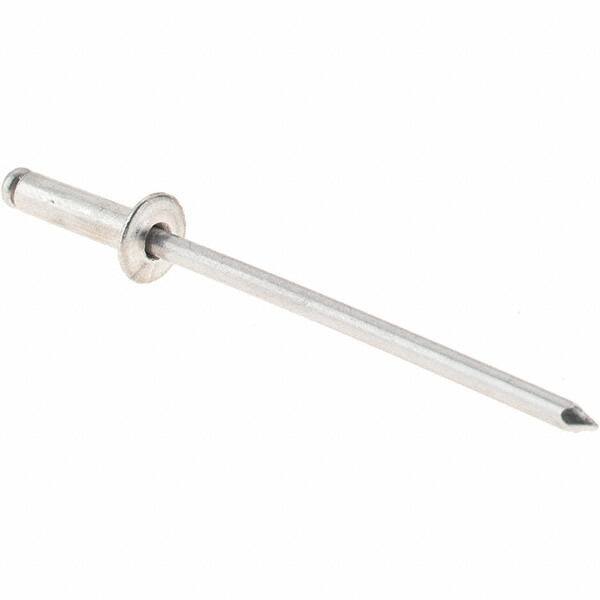 Value Collection - Size 34 Dome Head Aluminum Open End Blind Rivet - Aluminum Mandrel, 0.126" to 1/4" Grip, 0.188" Head Diam, 0.097" to 0.1" Hole Diam, 3/8" Length Under Head, 3/32" Body Diam - Strong Tooling