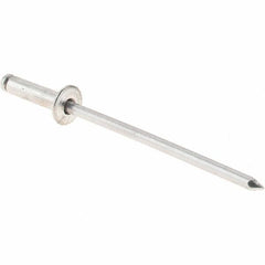 Value Collection - Size 34 Dome Head Aluminum Open End Blind Rivet - Aluminum Mandrel, 0.126" to 1/4" Grip, 0.188" Head Diam, 0.097" to 0.1" Hole Diam, 3/8" Length Under Head, 3/32" Body Diam - Strong Tooling