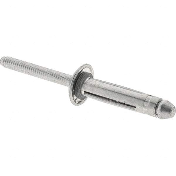 RivetKing - Aluminum Open End Blind Rivet - Aluminum Mandrel, 1/8" to 3/8" Grip, 1/4" Head Diam, 1-1/64" Length Under Head, 1/4" Body Diam - Strong Tooling