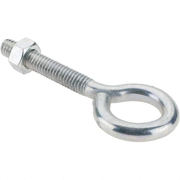 Made in USA - 5/16-18, Zinc-Plated Finish, Steel Wire Turned Eye Bolt - 1-3/4" Thread Length, 3/4" ID, 2" Shank Length - Strong Tooling