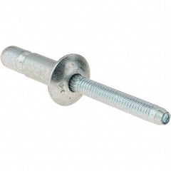 Value Collection - Truss Head Steel Structural Blind Rivet - Steel Mandrel, 0.08" to 3/8" Grip, 0.592" Head Diam, 0.261" to 0.272" Hole Diam, 0.56" Length Under Head, 1/4" Body Diam - Strong Tooling