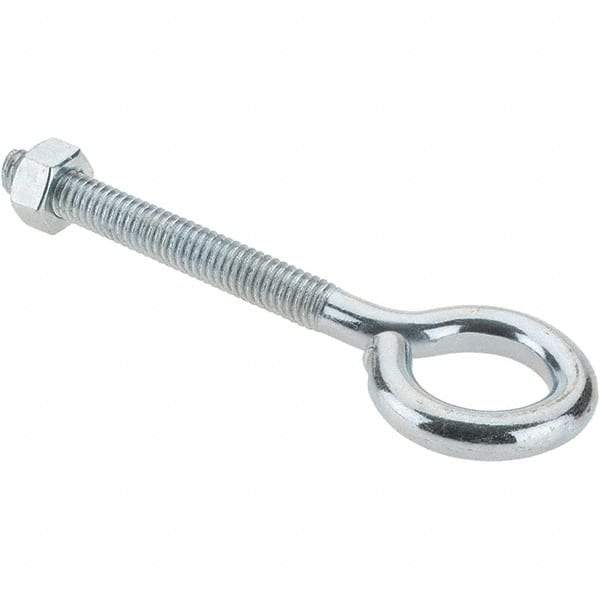 Made in USA - 5/16-18, Zinc-Plated Finish, Steel Wire Turned Eye Bolt - 2-1/4" Thread Length, 3/4" ID, 2-3/4" Shank Length - Strong Tooling