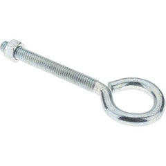 Value Collection - 3/8-16, Zinc-Plated Finish, Steel Wire Turned Eye Bolt - 3-1/8" Thread Length, 1" ID, 3-3/8" Shank Length - Strong Tooling