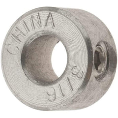 Value Collection - 3/16" Bore, Stainless Steel, Set Screw Shaft Collar - 7/16" Outside Diam, 1/4" Wide - Strong Tooling