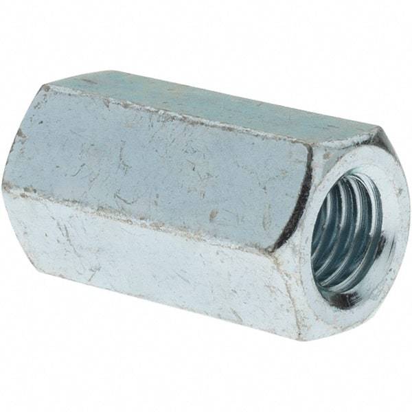 Value Collection - M12x1.75 Metric Coarse, 36mm OAL Steel Standard Coupling Nut - Zinc-Plated Finish, 19mm Width Across Flats, 21.1mm Width Across Points - Strong Tooling