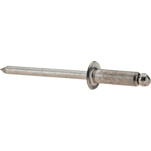 Value Collection - Size 56 Dome Head Stainless Steel Open End Blind Rivet - Stainless Steel Mandrel, 0.251" to 3/8" Grip, 0.312" Head Diam, 0.16" to 0.164" Hole Diam, 0.55" Length Under Head, 5/32" Body Diam - Strong Tooling