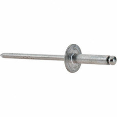 Value Collection - Size 46 Large Flange Dome Head Aluminum Open End Blind Rivet - Steel Mandrel, 0.251" to 3/8" Grip, 3/8" Head Diam, 0.129" to 0.133" Hole Diam, 0.525" Length Under Head, 1/8" Body Diam - Strong Tooling