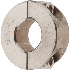 Value Collection - 7/16" Bore, Stainless Steel, Two Piece Shaft Collar - 15/16" Outside Diam, 3/8" Wide - Strong Tooling