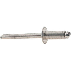 Value Collection - Size 86 Dome Head Stainless Steel Open End Blind Rivet - Stainless Steel Mandrel, 0.251" to 3/8" Grip, 1/2" Head Diam, 0.257" to 0.261" Hole Diam, 6250" Length Under Head, 1/4" Body Diam - Strong Tooling