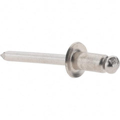 Value Collection - Size 84 Dome Head Stainless Steel Open End Blind Rivet - Stainless Steel Mandrel, 0.062" to 1/4" Grip, 1/2" Head Diam, 0.257" to 0.261" Hole Diam, 1/2" Length Under Head, 1/4" Body Diam - Strong Tooling