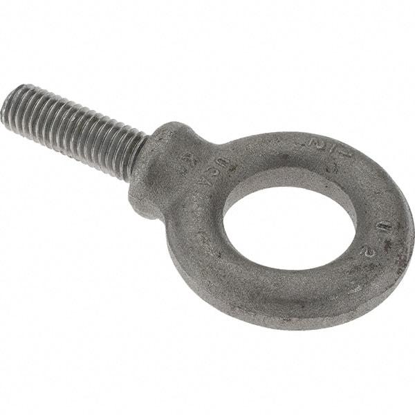 Value Collection - 2,400 Lb Capacity, Steel, 1/2-13 Thread, Fixed Lifting Eye Bolt - Fully Threaded, 1-1/2" Shank, 1-1/2" Thread Length, Shoulder - Strong Tooling