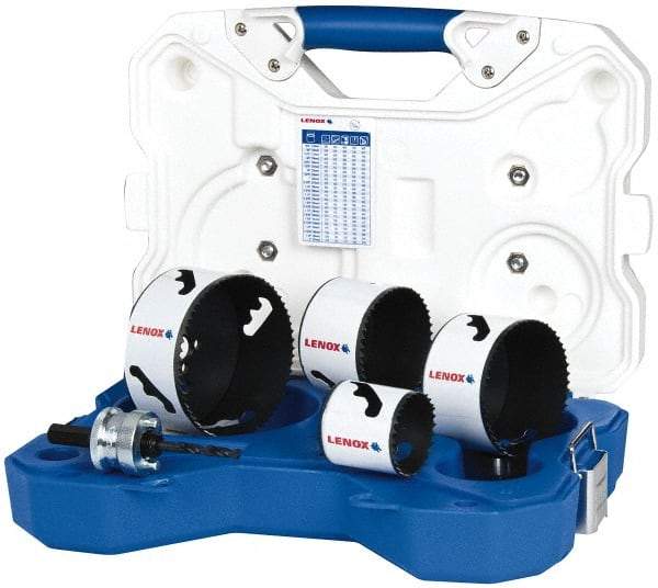 Lenox - 5 Piece, 2" to 4-1/8" Saw Diam, Contractor's Hole Saw Kit - Bi-Metal, Includes 4 Hole Saws - Strong Tooling