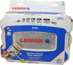 Lenox - 9 Piece, 2-1/8" to 4-3/4" Saw Diam, General Purpose Hole Saw Kit - Bi-Metal, Includes 5 Hole Saws - Strong Tooling