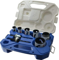 Lenox - 9 Piece, 7/8" to 2-1/8" Saw Diam, Contractor's Hole Saw Kit - Bi-Metal, Includes 7 Hole Saws - Strong Tooling