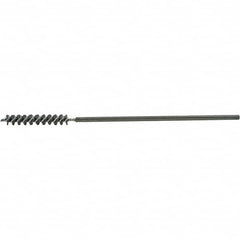 Brush Research Mfg. - 7/16" Diam Helical Steel Tube Brush - Single Spiral, 0.006" Filament Diam, 2-1/2" Brush Length, 12" OAL, 0.219" Diam Galvanized Steel Shank - Strong Tooling