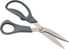 Clauss - 3-1/4" LOC, 8" OAL Titanium Standard Shears - Right Hand, Serrated, Glass Filled Nylon Offset Handle, For General Purpose Use - Strong Tooling