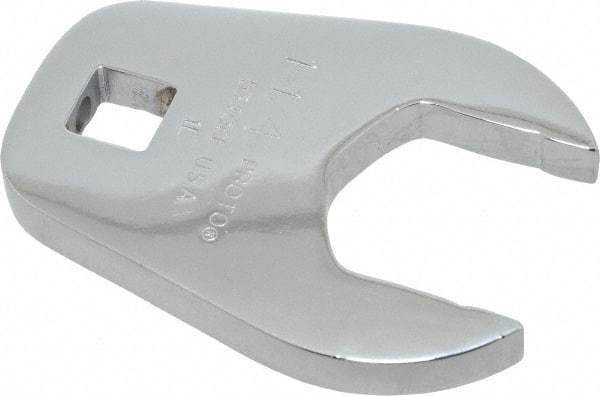 Proto - 1-1/4" 1/2" Drive Full Polish Chrome Open End Crowfoot Wrench - 2-15/32" Head Diam x 3/8" Head Thickness, 2-23/64" OAL - Strong Tooling