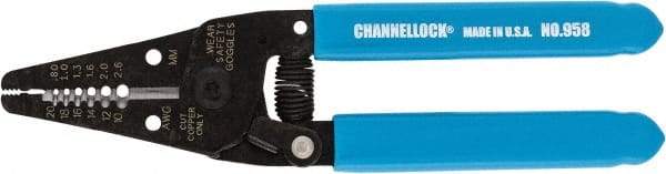 Channellock - 7" OAL, 20-10 AWG Capacity, Wire Stripper & Cutter - Plastic Cushion Handle - Strong Tooling