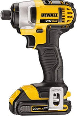 DeWALT - 20 Volt, 1/4" Drive, 117 Ft/Lb Torque, Cordless Impact Driver - Pistol Grip Handle, 2800 RPM, 2 Lithium-Ion Batteries Included - Strong Tooling