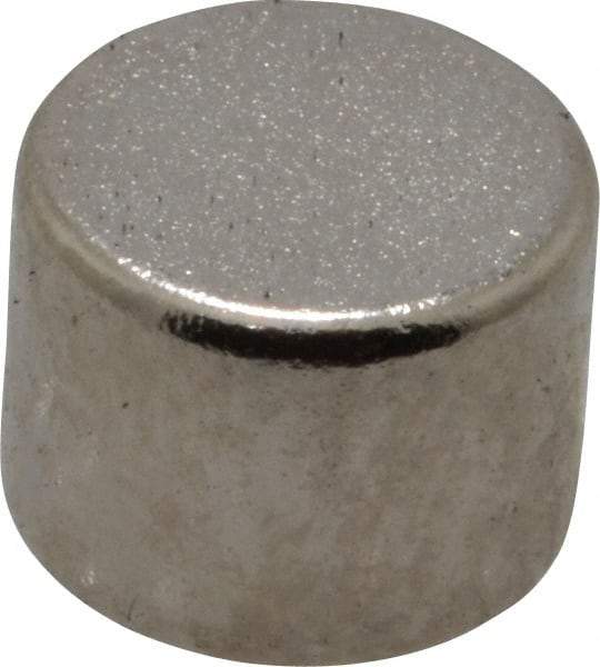 Mag-Mate - 1/4" Diam x 3/16" High Neodymium Rare Earth Magnet - 1.5 Lb Max Capacity, 200°F Max, Nickel Plated - Strong Tooling