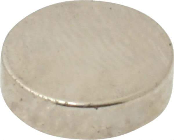 Mag-Mate - 3/8" Diam x 0.1" High Neodymium Rare Earth Magnet - 2 Lb Max Capacity, 200°F Max, Nickel Plated - Strong Tooling