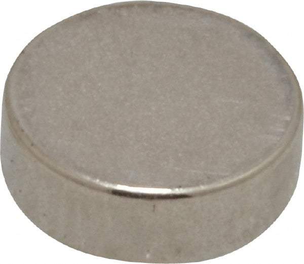 Mag-Mate - 3/8" Diam x 1/8" High Neodymium Rare Earth Magnet - 2.6 Lb Max Capacity, 200°F Max, Nickel Plated - Strong Tooling