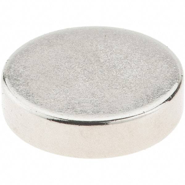 Mag-Mate - 1/2" Diam x 1/8" High Neodymium Rare Earth Magnet - 4 Lb Max Capacity, 200°F Max, Nickel Plated - Strong Tooling