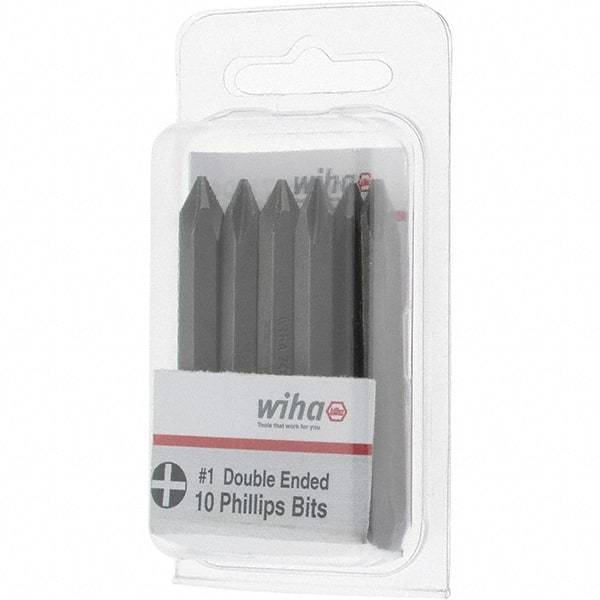 Wiha - #1, Reversible Phillips Screwdriver Pack Bit - 1/4" Drive, 2-3/8" OAL - Strong Tooling