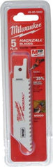 Milwaukee Tool - 4" Long x 3/4" Thick, Bi-Metal Reciprocating Saw Blade - Straight Profile, 6 TPI, Toothed Edge, Universal Shank - Strong Tooling