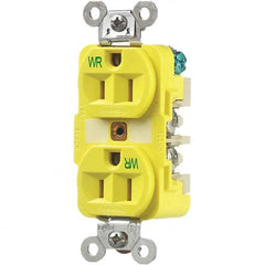 Hubbell Wiring Device-Kellems - 125V 15A NEMA 5-15R Industrial Grade Yellow Straight Blade Duplex Receptacle - Strong Tooling