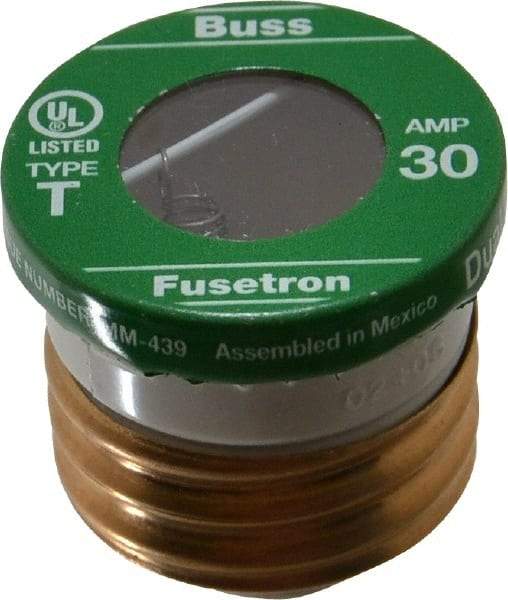 Cooper Bussmann - 125 VAC, 30 Amp, Time Delay Plug Fuse - Fuse Holder Mount, 2.38" OAL, 10 (RMS Symmetrical) kA Rating, 2-1/4" Diam - Strong Tooling