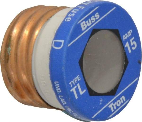 Cooper Bussmann - 125 VAC, 15 Amp, Time Delay Plug Fuse - 2.38" OAL, 10 (RMS Symmetrical) kA Rating, 2-1/4" Diam - Strong Tooling