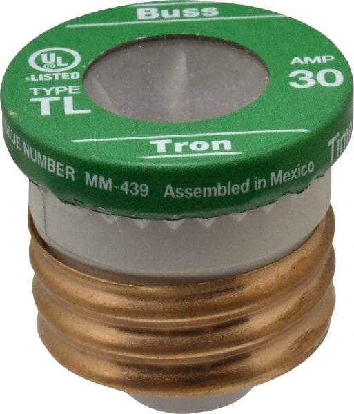 Cooper Bussmann - 125 VAC, 30 Amp, Time Delay Plug Fuse - 2.38" OAL, 10 (RMS Symmetrical) kA Rating, 2-1/4" Diam - Strong Tooling