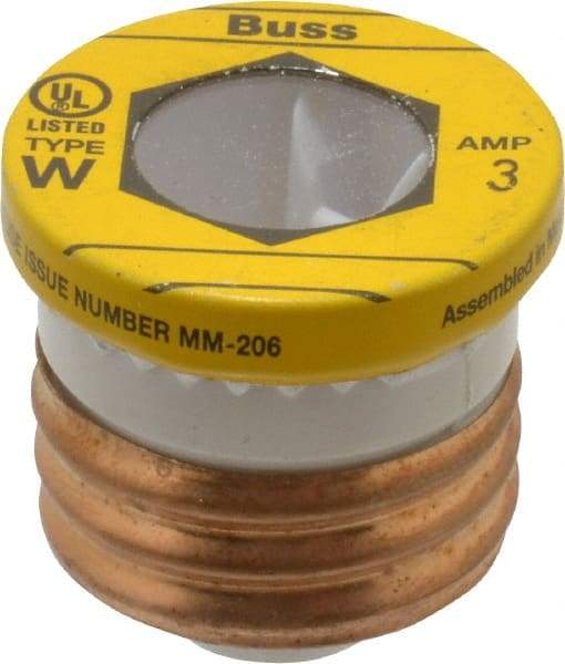 Cooper Bussmann - 125 VAC, 3 Amp, Fast-Acting Plug Fuse - 1.21" OAL, 10 (RMS Symmetrical) kA Rating - Strong Tooling