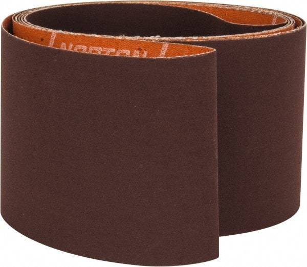 Norton - 3" Wide x 132" OAL, 240 Grit, Aluminum Oxide Abrasive Belt - Aluminum Oxide, Very Fine, Coated, J Weighted Cloth Backing, Series R245 - Strong Tooling