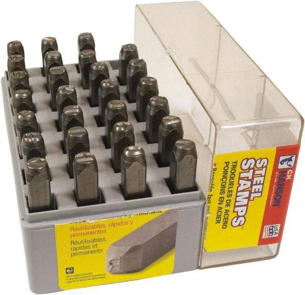 C.H. Hanson - 27 Piece, 3/8" Character Steel Stamp Set - Letters, Reverse - Strong Tooling