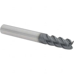 Corner Radius End Mill: 0.315″ Dia, 0.7874″ LOC, 0.0197″ Radius, 4 Flutes, Solid Carbide 45 ° Helix, TiAlN Coated, Corner Radius End, Series Solid Mill