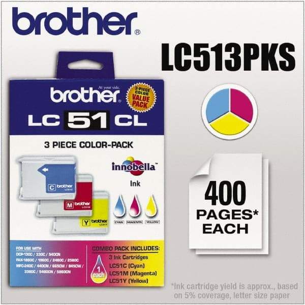 Brother - Cyan, Magenta & Yellow Ink Cartridge - Use with Brother DCP-130C, 330C, 350C, intelliFAX-1860C, 1960C, 2480C, 2580C, MFC-230C, 240C, 440CN, 465CN, 665CW, 685CW, 845CW, 885CW, 3360C - Strong Tooling