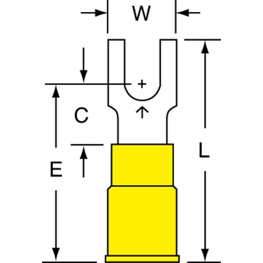 3M - #8 Stud, 12 to 10 AWG Compatible, Partially Insulated, Crimp Connection, Block Fork Terminal - Strong Tooling